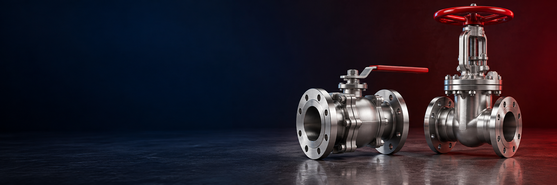 3D illustration of stainless steel industrial valves